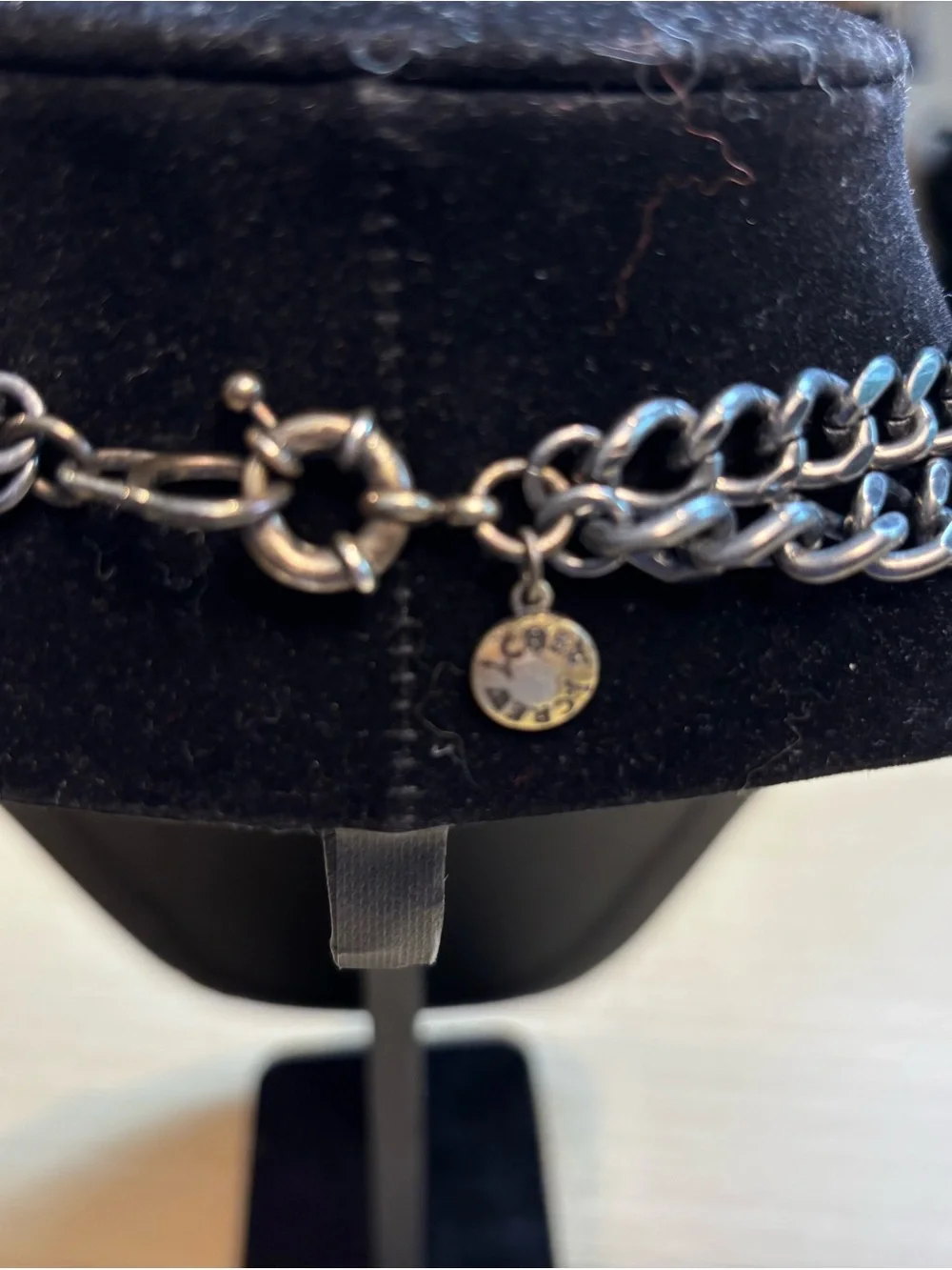 J. Crew Two Tone Knotted Double Strand Chain Necklace Gunmetal Gold Curb Link